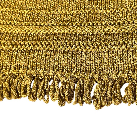 Gold Metallic Jewel Faceted Stone Neckline Sweater - Picture 12 of 14
